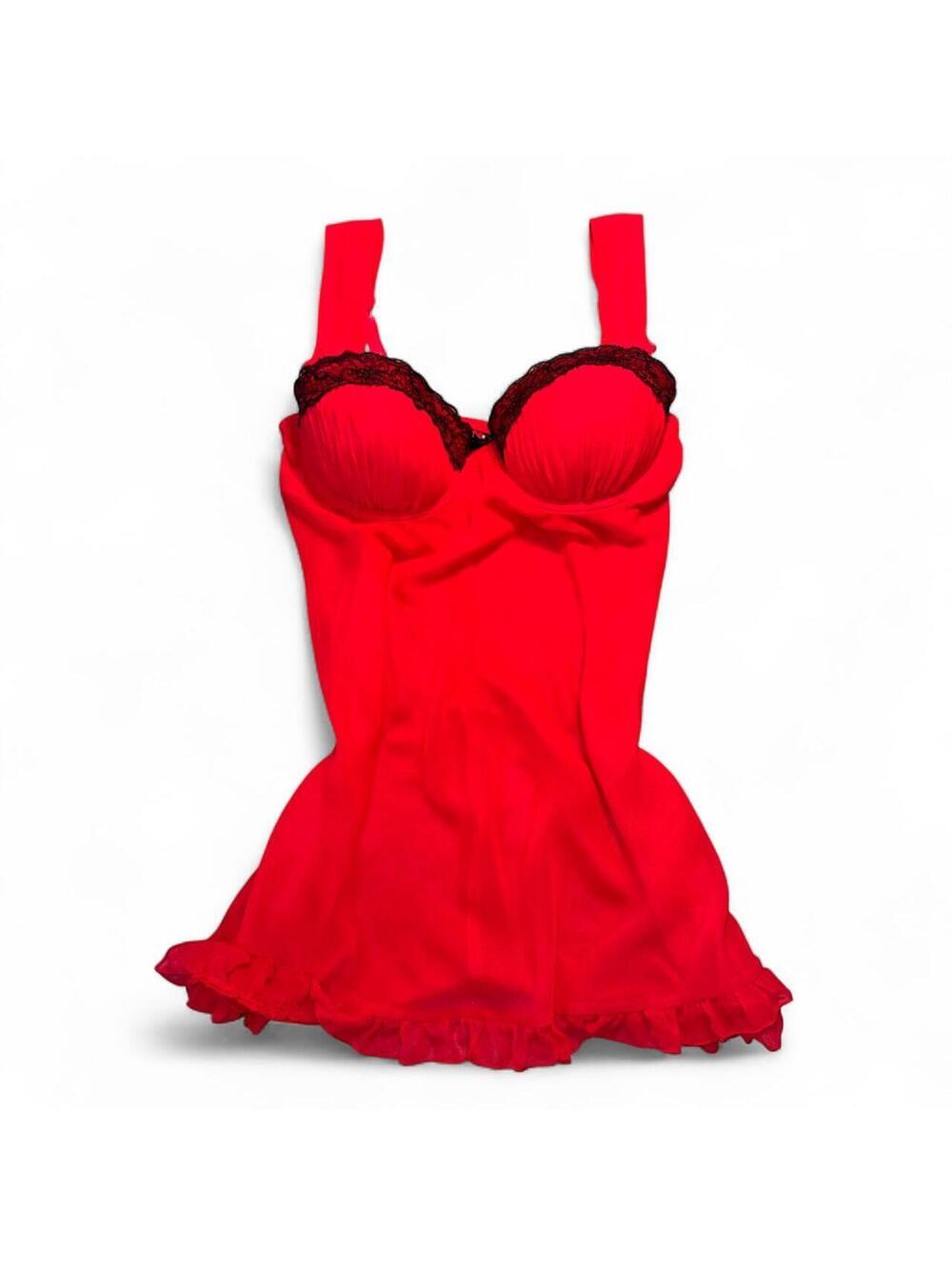 Vintage Y2K APT. 9 Red & Black Lace Lingerie Slip